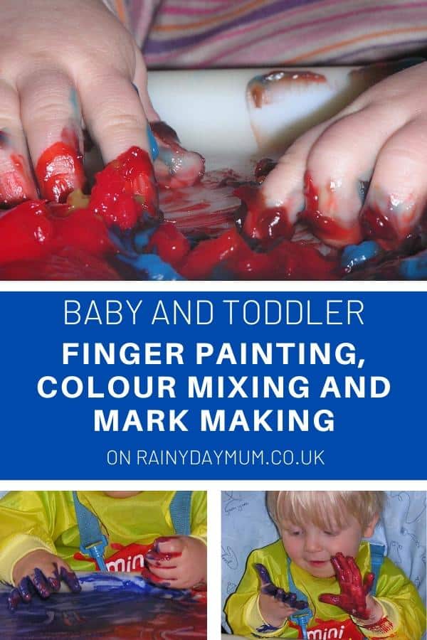baby and toddler finger painting process art activity