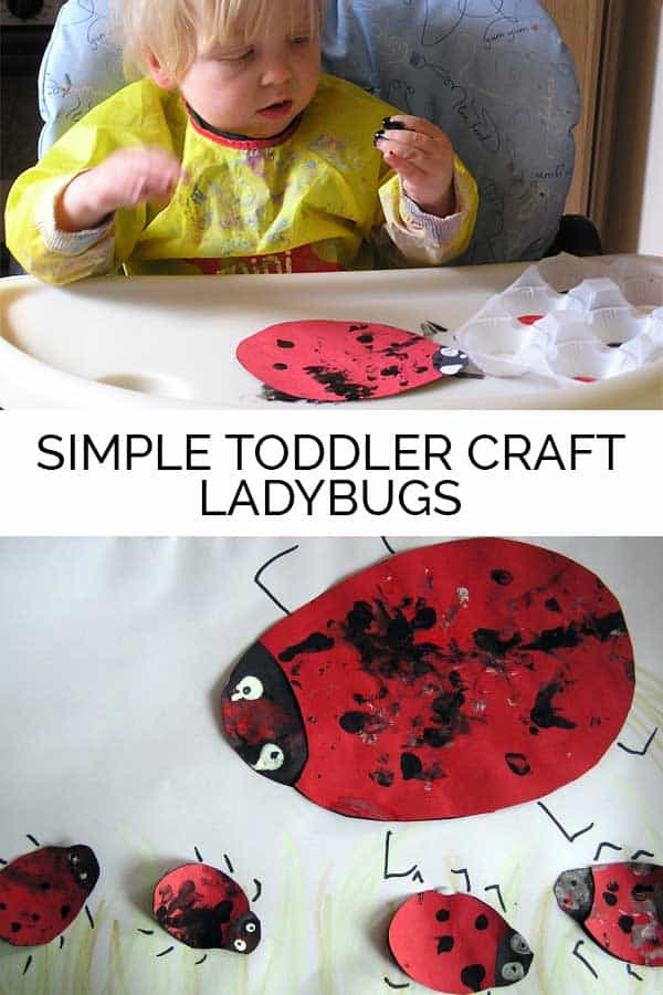 Simple toddler and baby craft that you can do at home - finger print ladybugs.