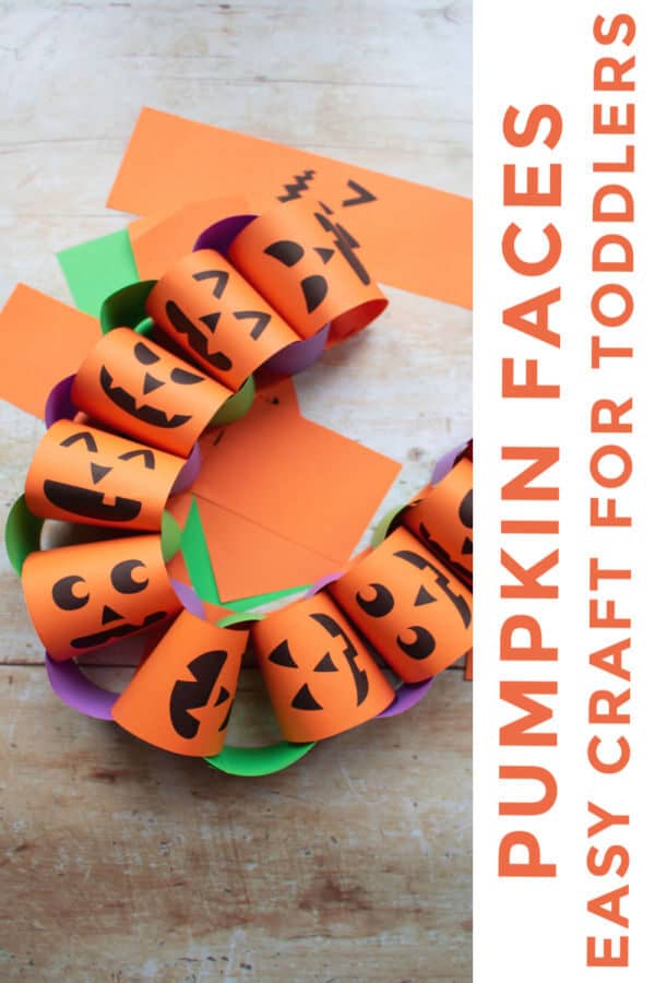 Pumpkin Paper Chain Faces easy Halloween Craft for Toddlers