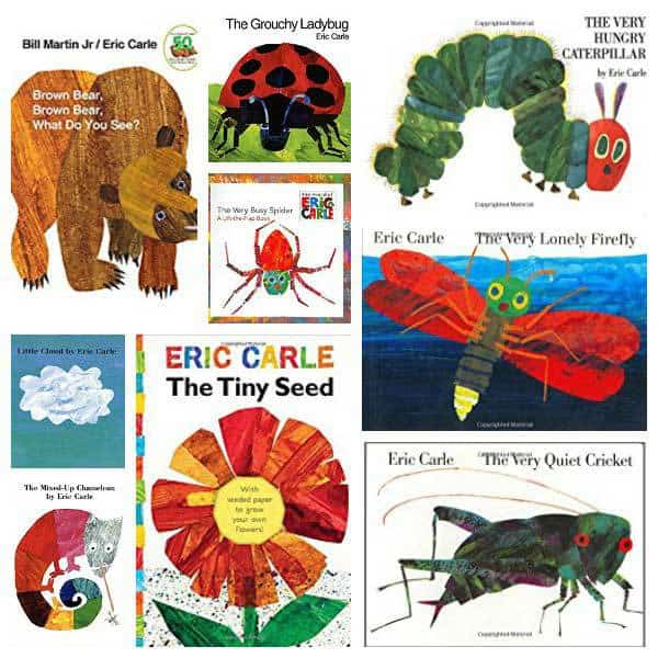 Recommendations for read-aloud books from Eric Carle for Toddlers and Preschoolers. Organised by themes and topics this list features favourite Eric Carle books and those illustrated by Eric Carle ideal to read together.