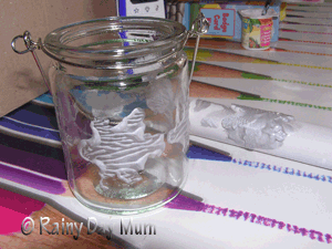 The printed snowflakes on the jar