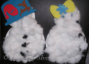 cotton ball snowmen toddler craft