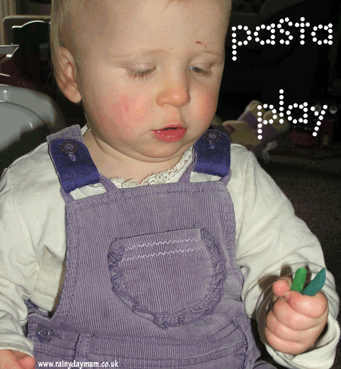 Baby Play - developing fine motor skills and exploration with dried pasta