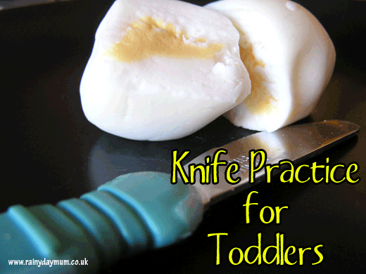 Play dough hard boiled eggs for knife practice for toddlers