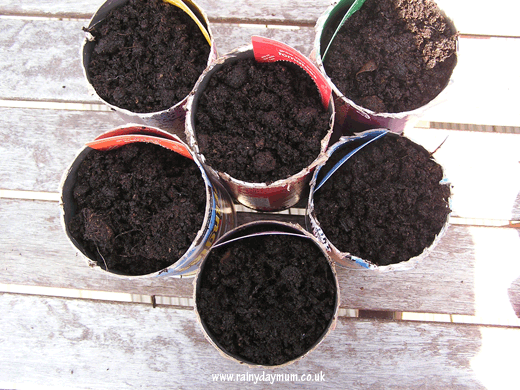 Upcycled pringle containers for seeds