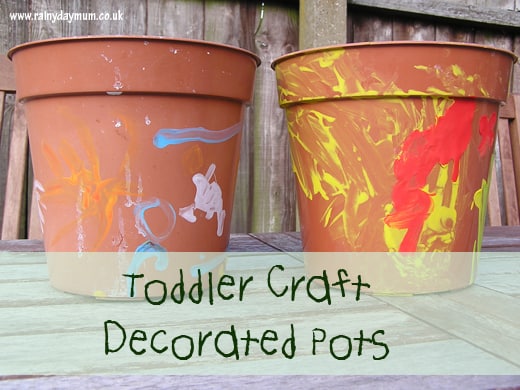 Toddler craft for the garden - decorated pots
