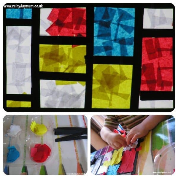 mondrian art project made by a toddler