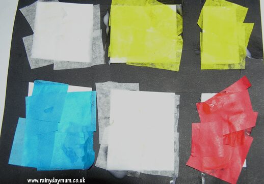 Mondrian inspired Tissue Paper collage