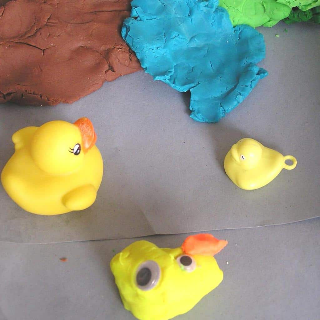 Five Little Ducks Playdough Duck Pond Sensory Bin for Toddlers