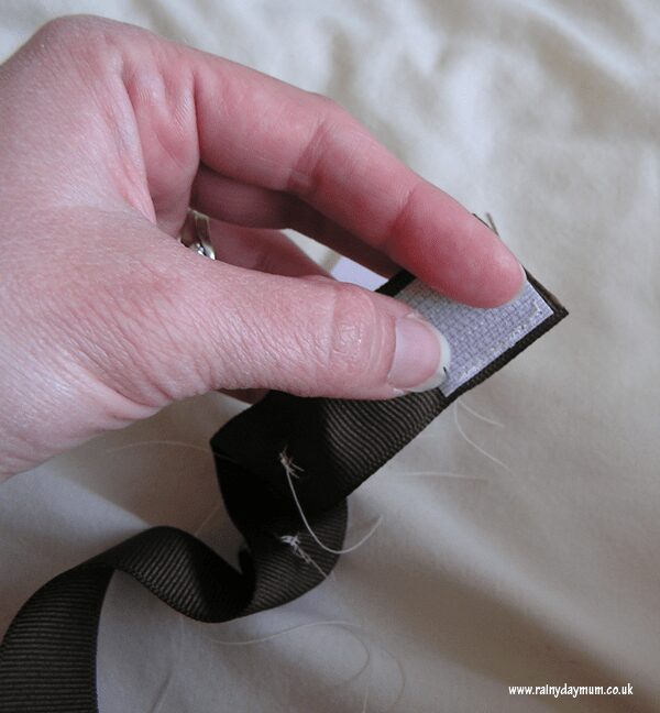 attaching velcro to the ribbon