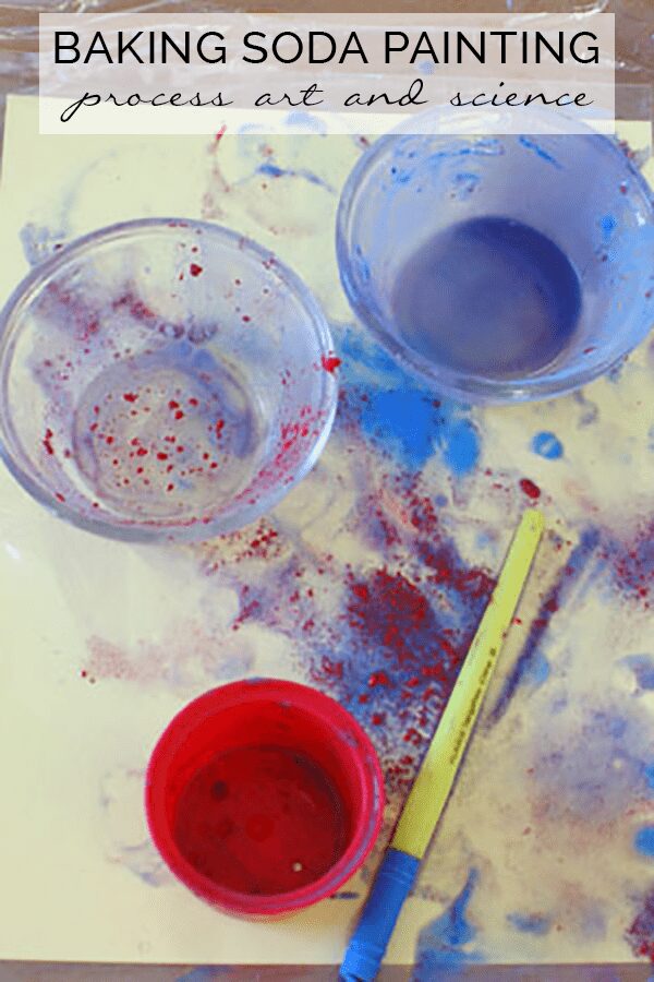 Baking Soda Painting - a fun mix of science and process art ideal for preschoolers and toddlers to experiment and explore with.
