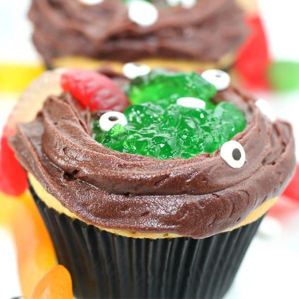 witches cauldron cupcakes with lime jello perfect for halloween treats to bake with kids