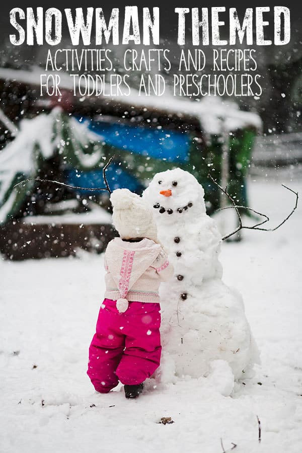 Fun snowman-themed crafts, learning activities and recipes ideal for toddlers and preschoolers to do this winter or Christmas time.