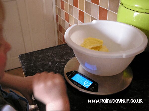 Easter recipe - measuring out the ingredients great for early numeracy skills and number recognition with young children