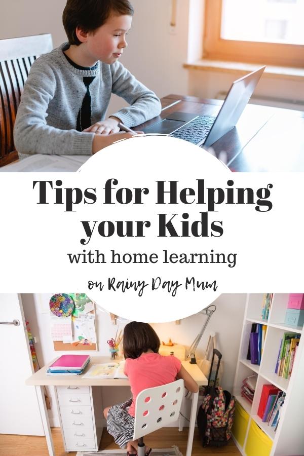 pinterest image for the post on Tips for Helping your kids with home learning this academic year