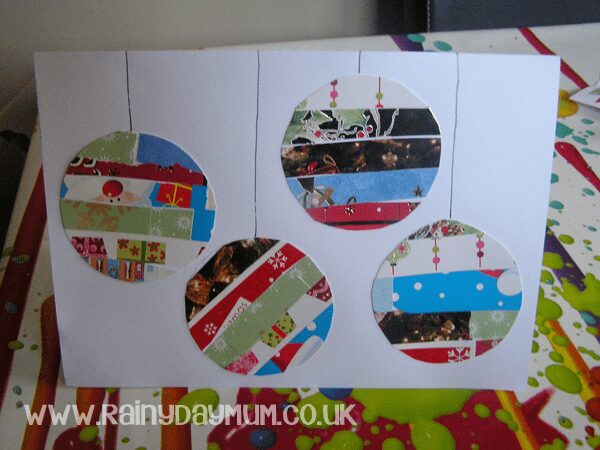 Recycled Christmas Cards into a new Card ideal to make with young children