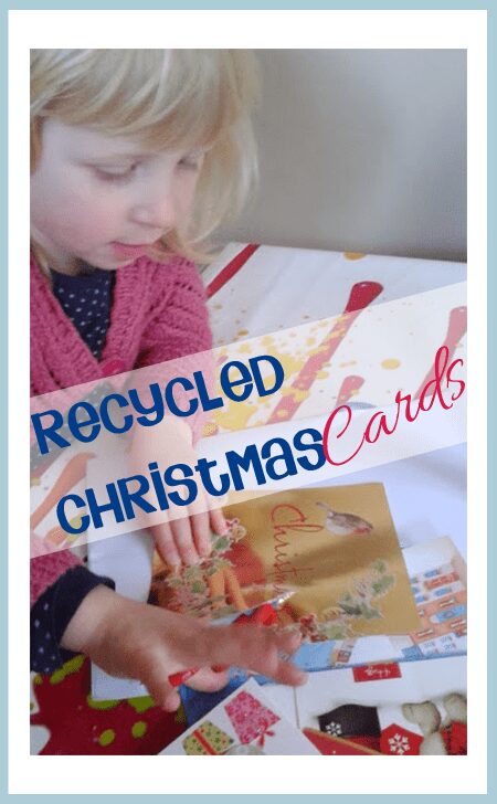 Get saving those Christmas Cards this year and make them into a cute Christmas card to send next year with your children with this simple recycled Christmas Card Craft