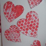 Valentines Craft - Bubble Wrap Printed Hearts Card