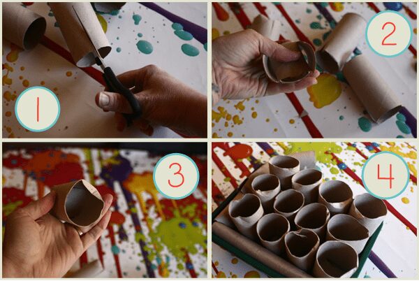 Making recycled seed pots for starting seeds off with kids