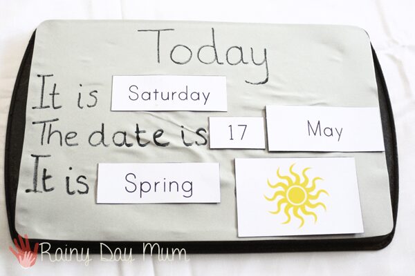 Preschool Calendar for the home