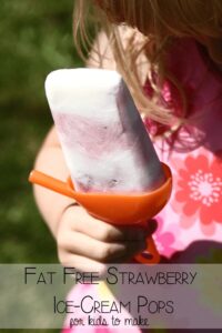 Fat Free Strawberry Ice-cream pops for kids to make