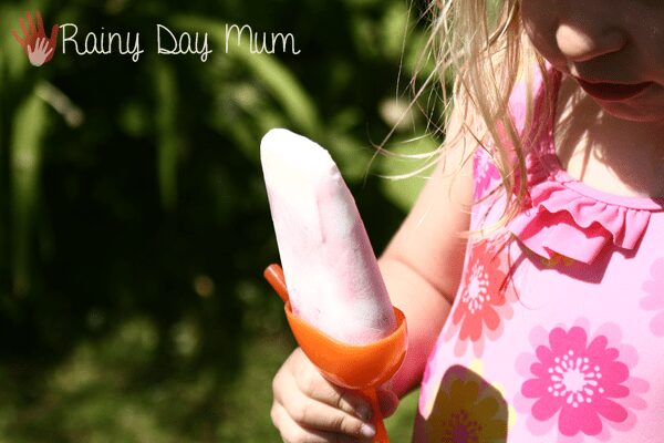 Fat Free Strawberry Ice-cream pops for kids to make