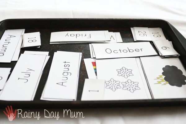 Create a preschool calendar for use in the home