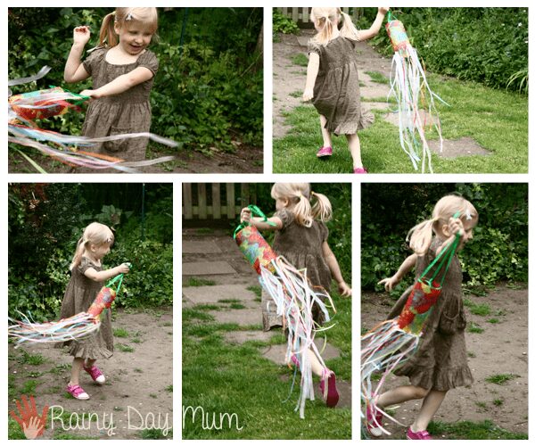 Windsock craft from plastic bottle