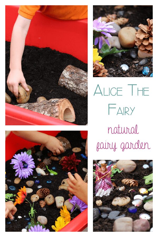 Setting up a fairy garden to bring alive the book Alive the Fairy as part of Story Book Summer on Rainy Day Mum
