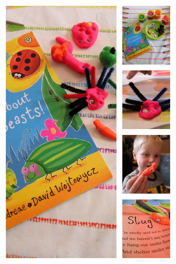 Mad about minibeasts - minibeast play dough crafting and connecting with books for Virtual Book Club for Kids - Giles Andreae Month