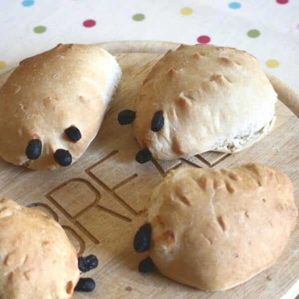 Easy Hedgehog bread recipe for cooking with toddlers and preschoolers