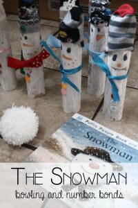 The Snowman - DIY bowling game to work on number bonds