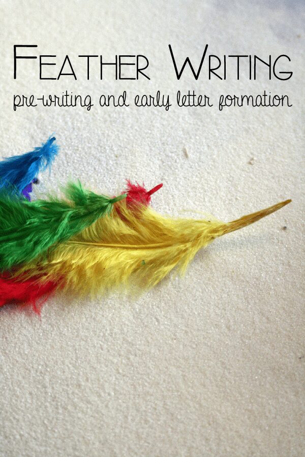 Feather writing, practising the shapes that make letters and starting to form letters with young children