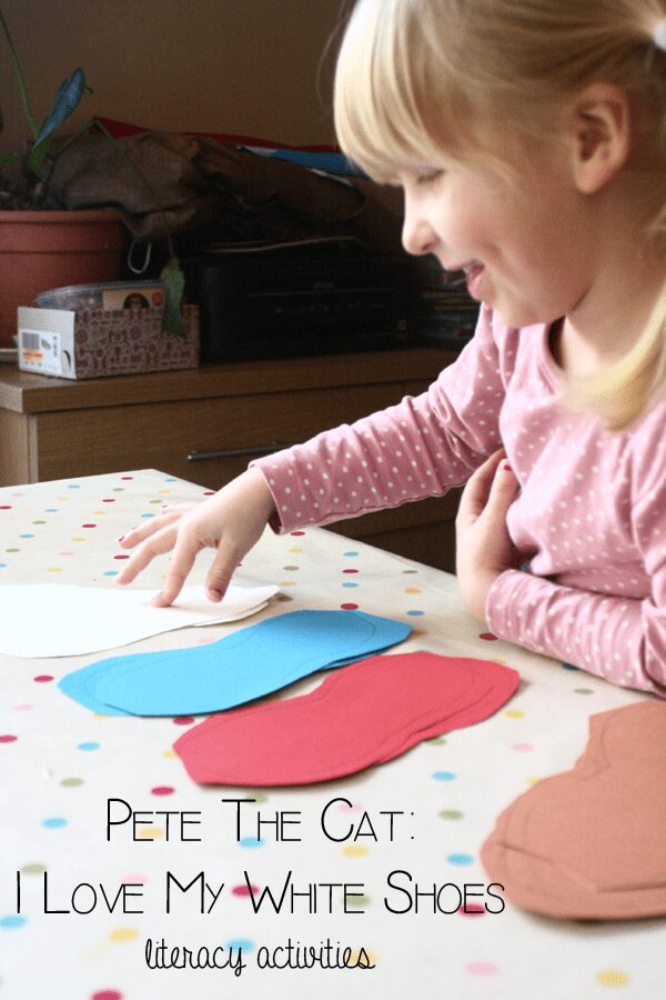Pete the Cat; I love my white shoes based literacy activities for preschoolers