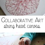 Collaborative Art for the family to make together, string heart canvas