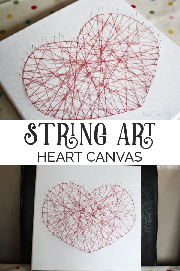 A simplified version of the amazing String Art Hearts you see on Pinterest that even small children can help make or you can make as a family.