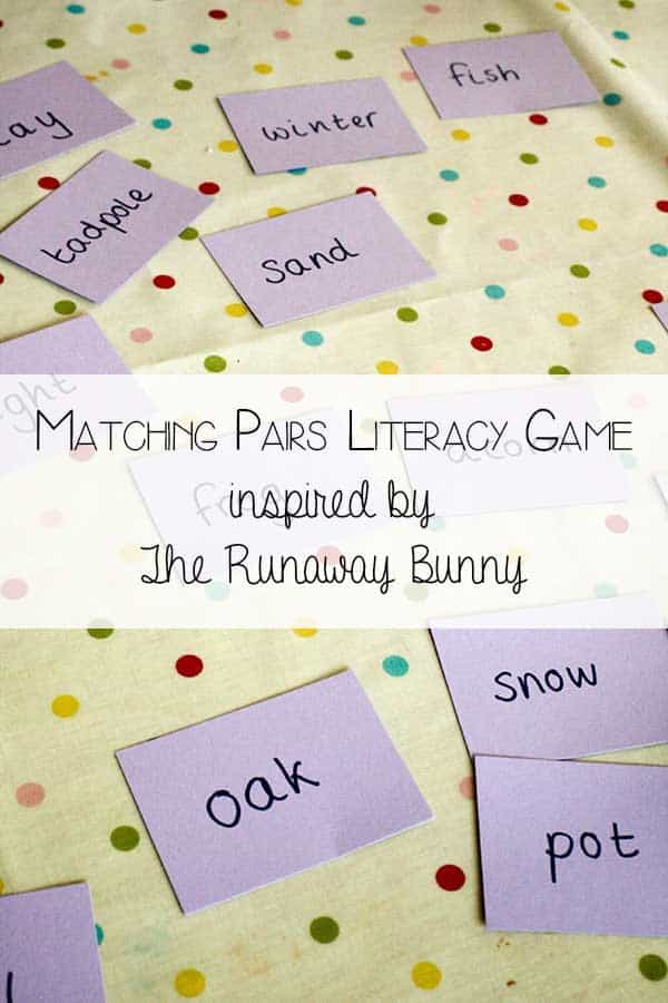 Matching pairs literacy game - inspired by Margaret Wise Brown's Book The Runaway Bunny