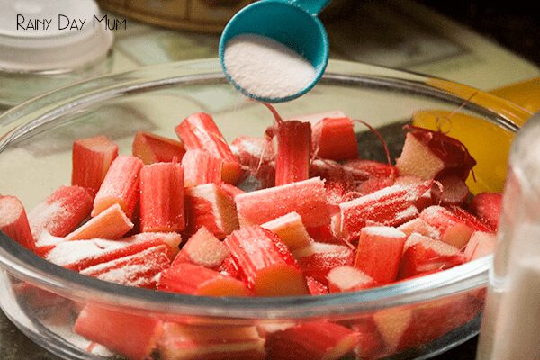 Rhubarb Crumble Recipe - cooking with kids seasonal food