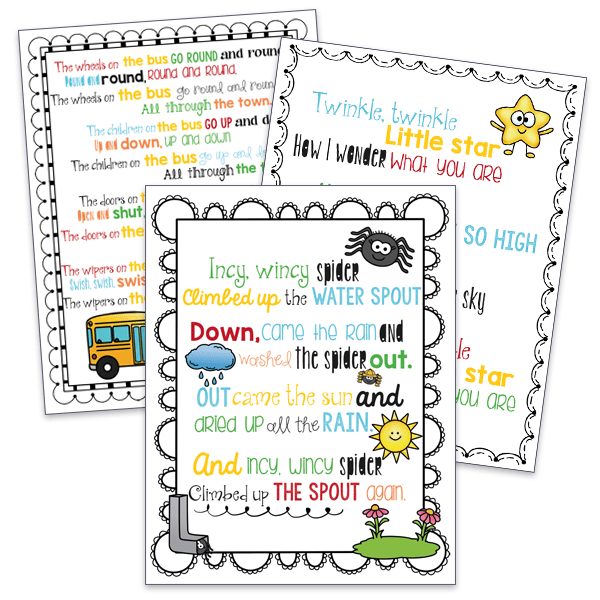 Words to popular nursery rhymes for children from a printable nursery rhyme pack from Rainy Day Mum