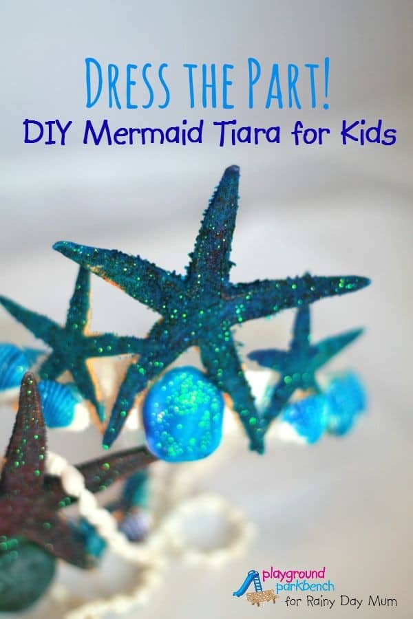 DIY Mermaid Tiara craft for kids to make and play with bringing alive the storybook Fancy Nancy and the Mermaid Ballet ideal for Summer Role Play