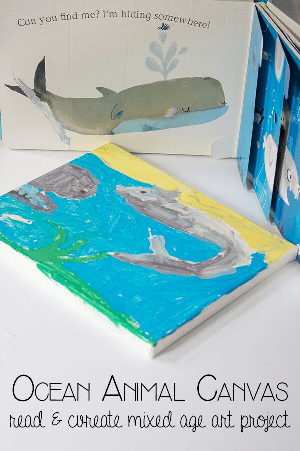 Ocean Animal Canvas art projects for mixed age groups based on the illustrations in Ocean Themed Storybooks