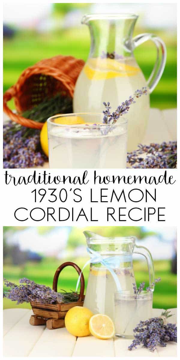 A delicious 1930's traditional Lemon Cordial Recipe perfect for summer drinks and adding to cocktails. Only 3 ingredients and easy to make