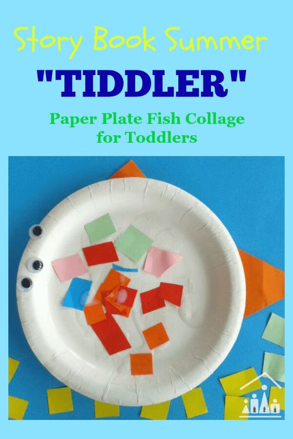 Simple craft for kids, a paper plate fish collage ideal for the favourite children's storybook tiddler by Julia Donaldson