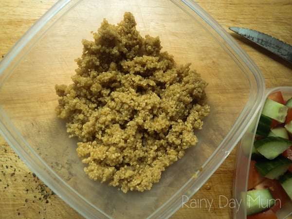 Simple Alternative to Bread lunchbox Quinoa Salad ideal for you or the kids. Easy recipe to make with the kids the night before and delicious