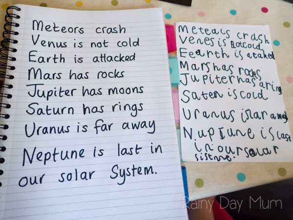 Solar System Poetry, combining art, science and literacy