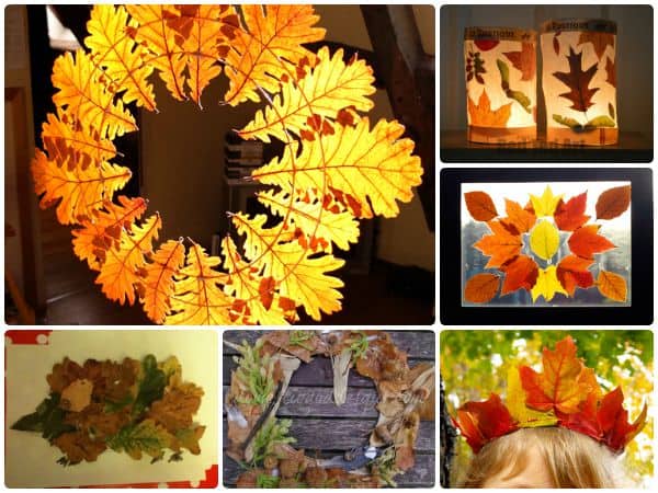 Fall leaf crafts for kids to make using real leaves
