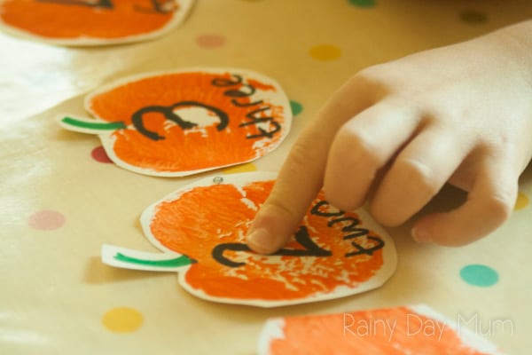 DIY Math resource for fall - create stamped pumpkins that you can use for early years math work using number lines