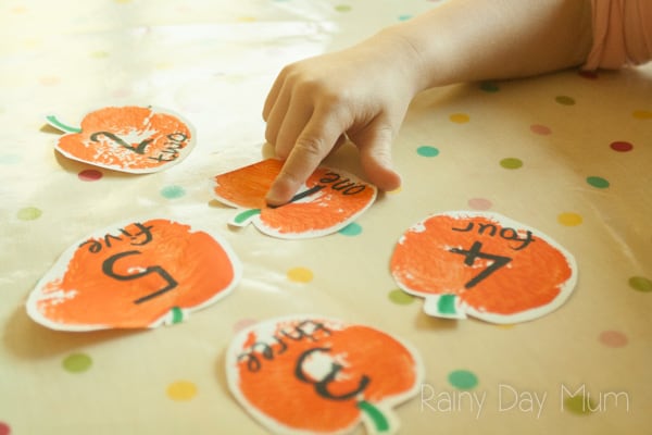 DIY Math resource for fall - create stamped pumpkins that you can use for early years math work using number lines