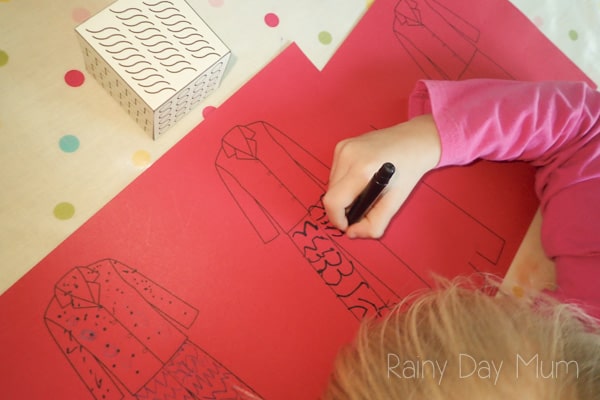Llama Llama Red Pajama inspired pre-writing activity for preschoolers. Including FREE printable pre-writing pattern dice net to construct and use for this and many more activities
