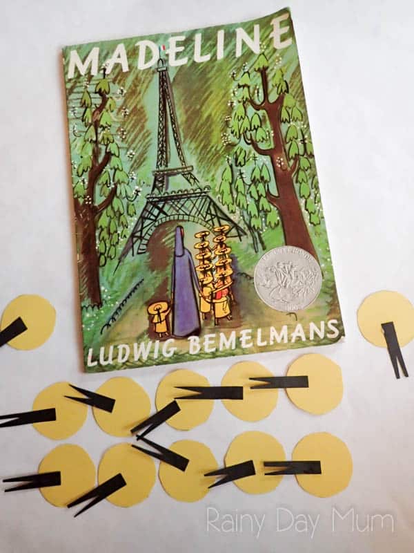Skip Counting and Subitizing activity for Preschoolers inspired by the book Madeline by Ludwig Bemelmans 